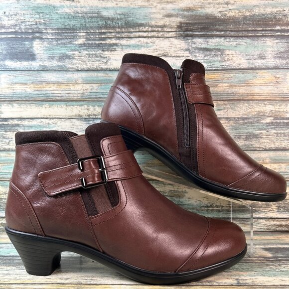 Bioheels Ankle Boots Size 10.5W Brown Leather Arch Support Comfort Dress Casual - Picture 1 of 12
